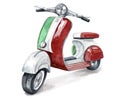 Italian vintage scooter decorated with the colors of the Italian flag.Watercolor illustration Royalty Free Stock Photo